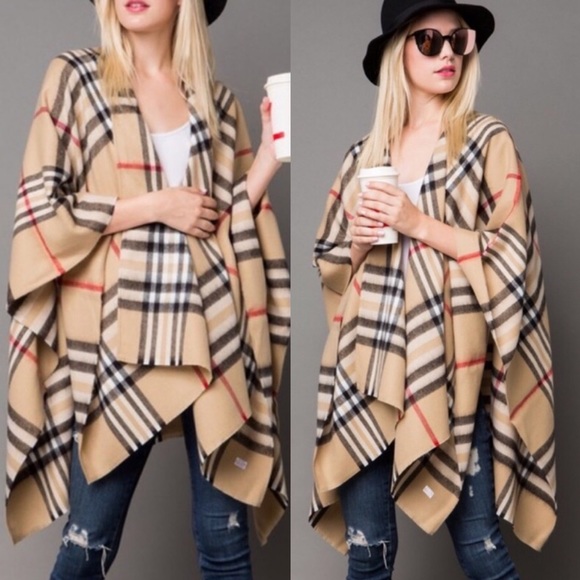 Classic Plaid Poncho - Picture 5 of 8